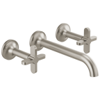 Brizo Odin Grifo de Pared para Lavabo — Dos Manijas — Níquel Cepillado — Cruceta