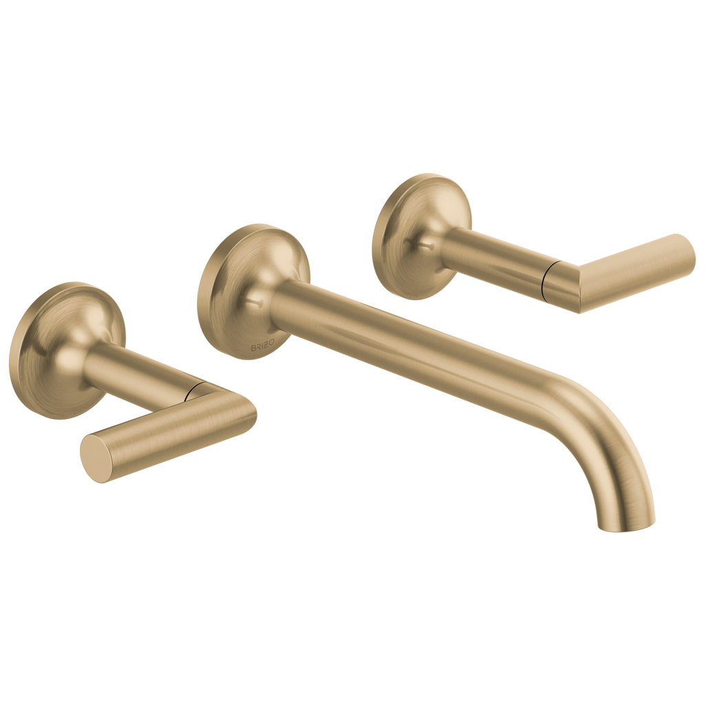Brizo Odin Grifo de Pared para Lavabo — Dos Manijas — Oro Luxe — Palanca