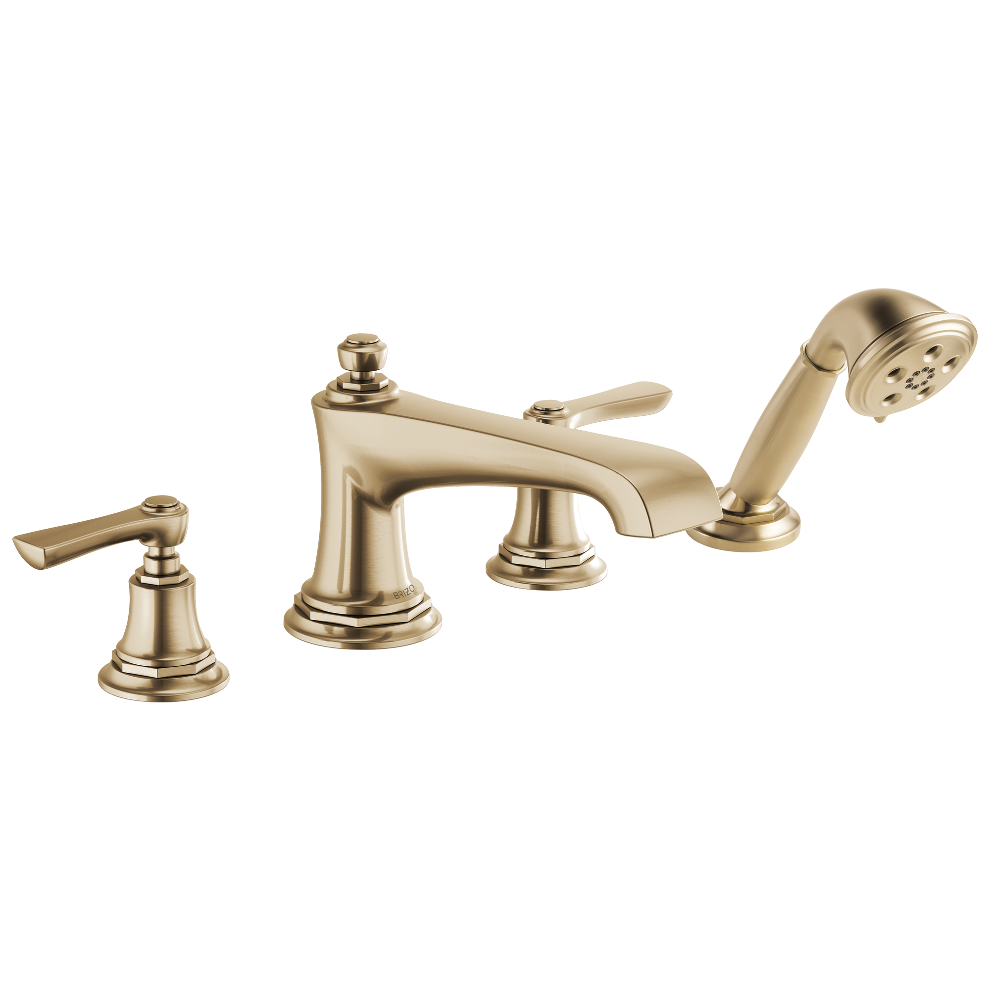 Brizo Rook Llenador de Tina Roman de Cubierta con Regadera de Mano — Oro Luxe — Palanca