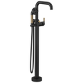 Brizo Litze Llenador de Tina de Piso Independiente — Negro Mate / Oro Luxe — Palanca en T