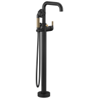 Brizo Litze Llenador de Tina de Piso Independiente — Negro Mate / Oro Luxe — Palanca en T