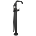 Brizo Litze Llenador de Tina de Piso Independiente — Negro Mate / Acero Luxe — Palanca en T