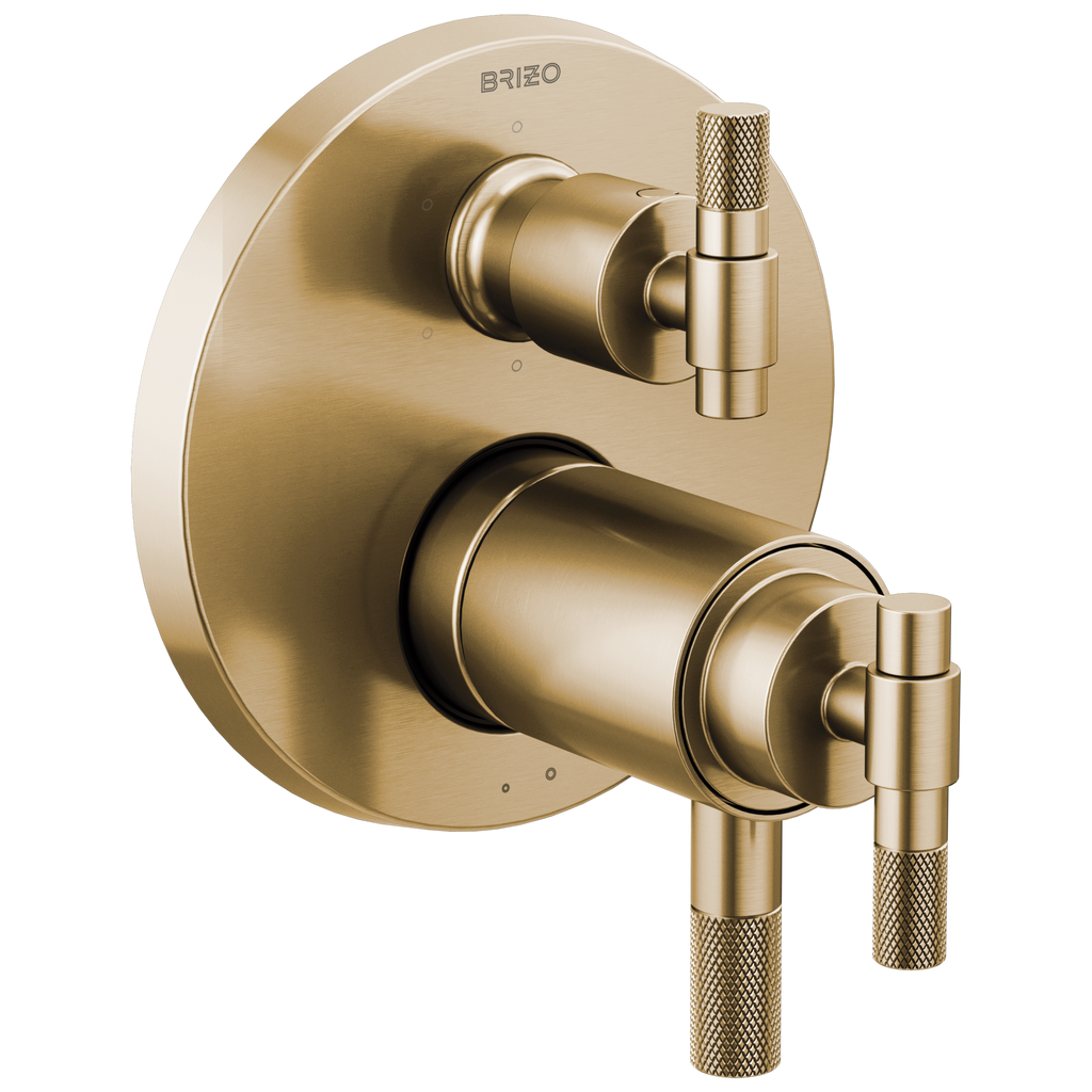Brizo Litze Regadera Termostática con Desviador de 6 Funciones (Trim) — Oro Luxe — Palanca en T