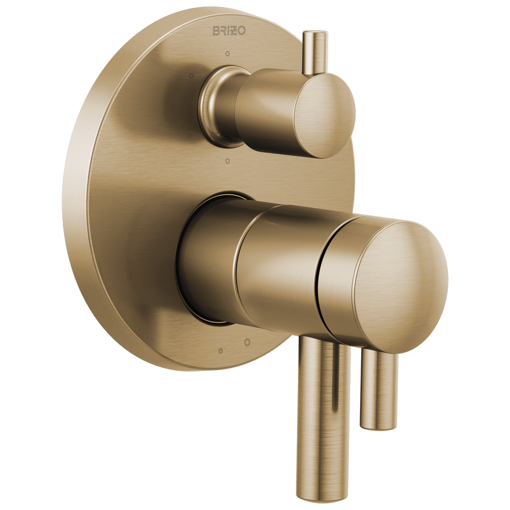 Brizo Odin Trim de Regadera Termostático con Desviador de 6 Funciones — Oro Luxe