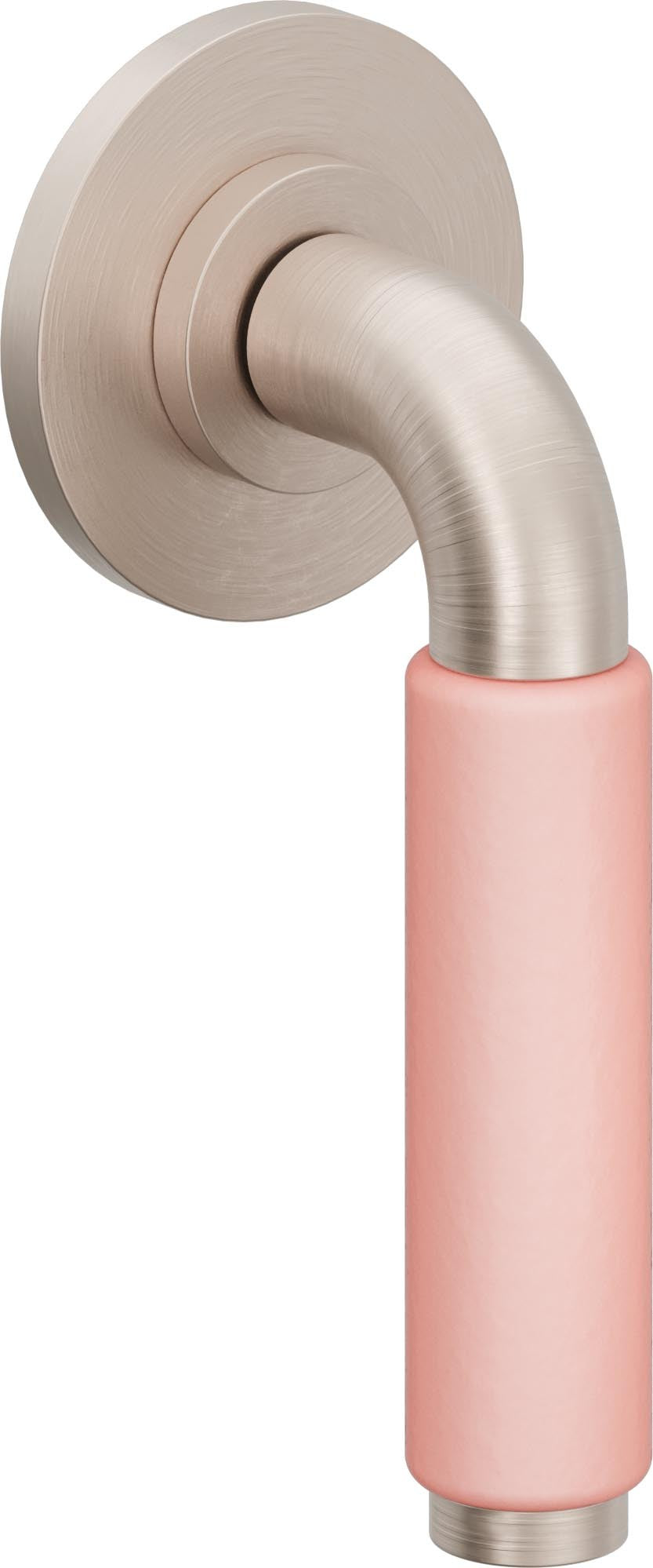 California Faucets Cayucos Llave de Pared - Palanca de Porcelana Rosa - Níquel Satinado