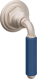 California Faucets Del Mar Llave de Pared o Cubierta - Palanca de Porcelana Azul - Níquel Satinado