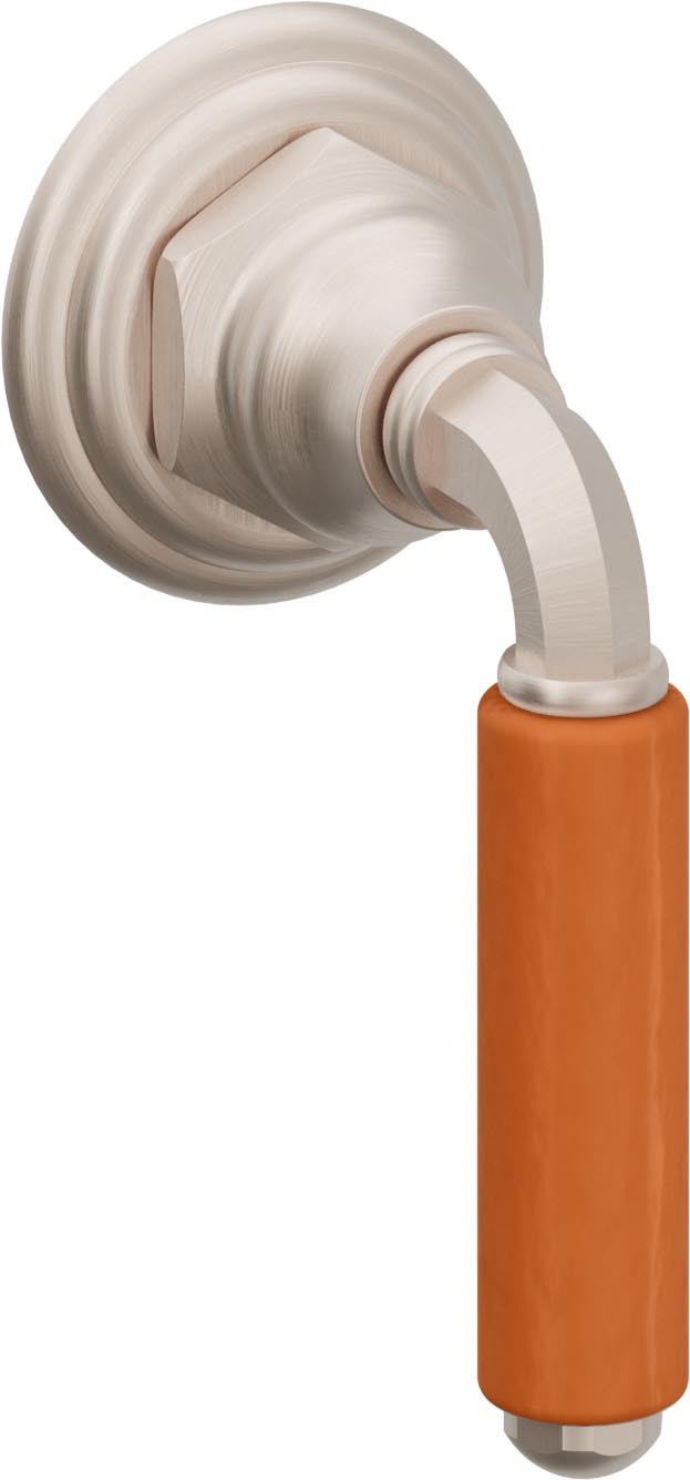 California Faucets Del Mar Llave de Pared o Cubierta - Palanca de Porcelana Naranja - Níquel Satinado