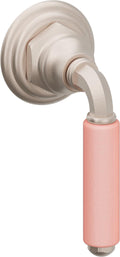California Faucets Del Mar Llave de Pared o Cubierta - Palanca de Porcelana Rosa - Níquel Satinado