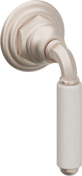 California Faucets Del Mar Llave de Pared o Cubierta - Palanca de Porcelana Blanca - Níquel Satinado