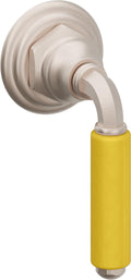 California Faucets Del Mar Llave de Pared o Cubierta - Palanca de Porcelana Amarilla - Níquel Satinado