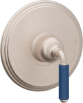California Faucets Del Mar Balance de Presión Doble - Palanca de Porcelana Azul - Níquel Satinado