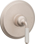 California Faucets Del Mar Balance de Presión Doble - Palanca de Porcelana Blanca - Níquel Satinado