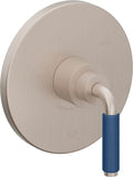 California Faucets Cayucos Balance de Presión - Palanca de Porcelana Azul - Níquel Satinado