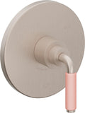 California Faucets Cayucos Balance de Presión - Palanca de Porcelana Rosa - Níquel Satinado