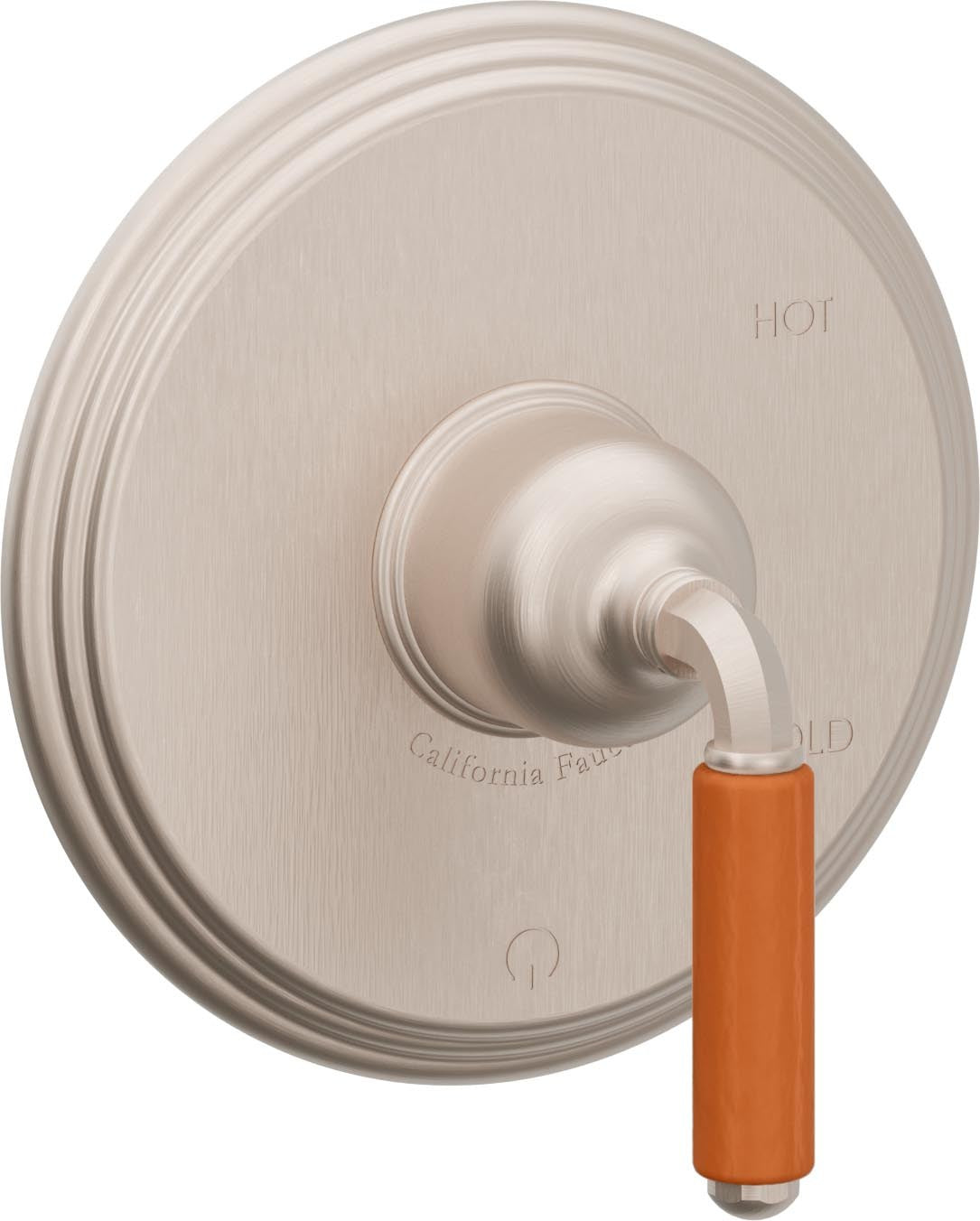 California Faucets Del Mar Balance de Presión - Palanca de Porcelana Naranja - Níquel Satinado