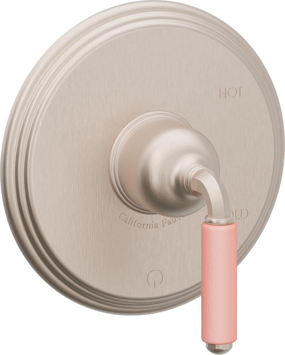California Faucets Del Mar Balance de Presión - Palanca de Porcelana Rosa - Níquel Satinado