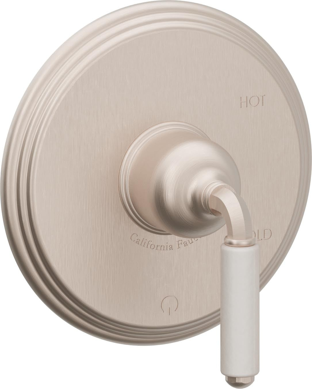 California Faucets Del Mar Balance de Presión - Palanca de Porcelana Blanca - Níquel Satinado