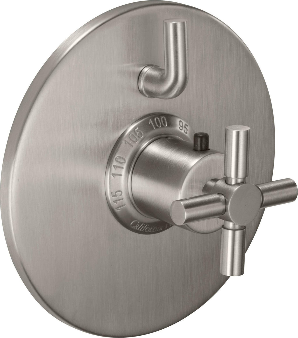 California Faucets Descanso StyleTherm con Control de Volumen Individual - Manija de Cruz Lisa