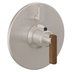 California Faucets San Elijo StyleTherm con Control de Volumen Individual - Placa Redonda - Base Cuadrada - Níquel Satinado