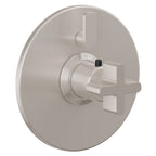California Faucets San Elijo StyleTherm con Control de Volumen Individual - Placa Redonda - Base Cuadrada - Níquel Satinado