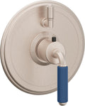 California Faucets Del Mar StyleTherm con Control de Volumen Individual - Palanca de Porcelana Azul - Níquel Satinado