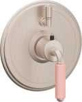 California Faucets Del Mar StyleTherm con Control de Volumen Individual - Palanca de Porcelana Rosa - Níquel Satinado