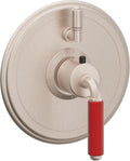 California Faucets Del Mar StyleTherm con Control de Volumen Individual - Palanca Roja - Níquel Satinado