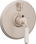 California Faucets Del Mar StyleTherm con Control de Volumen Individual - Palanca de Porcelana Blanca - Níquel Satinado