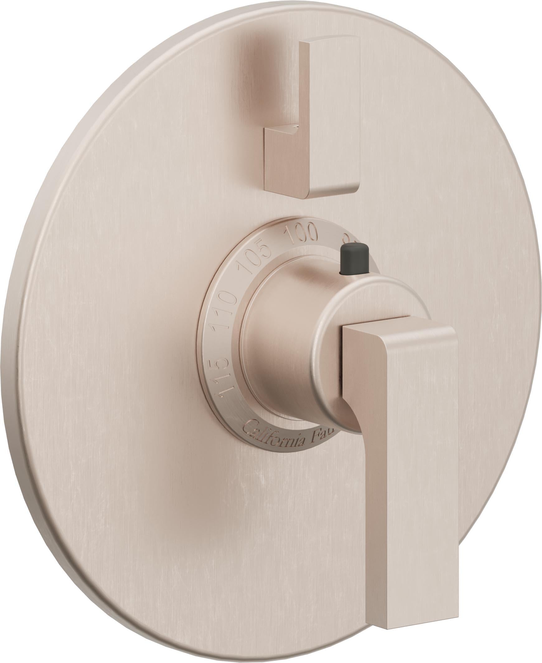 California Faucets Solimar StyleTherm con Control de Volumen Individual - Placa Redonda - Níquel Satinado