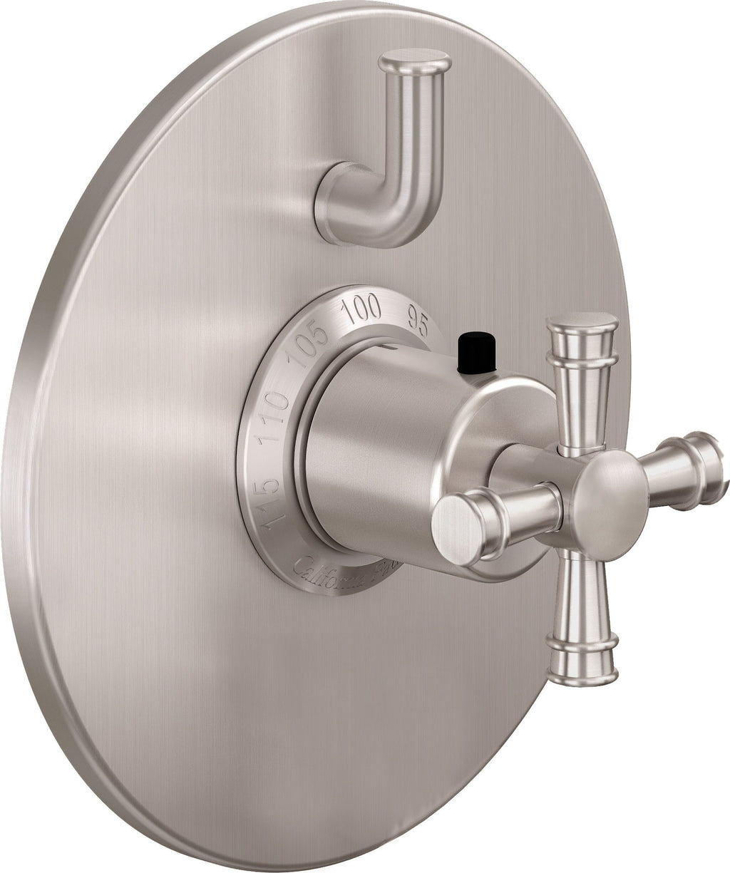 California Faucets Trousdale StyleTherm con Control de Volumen Individual - Placa Redonda - Níquel Satinado