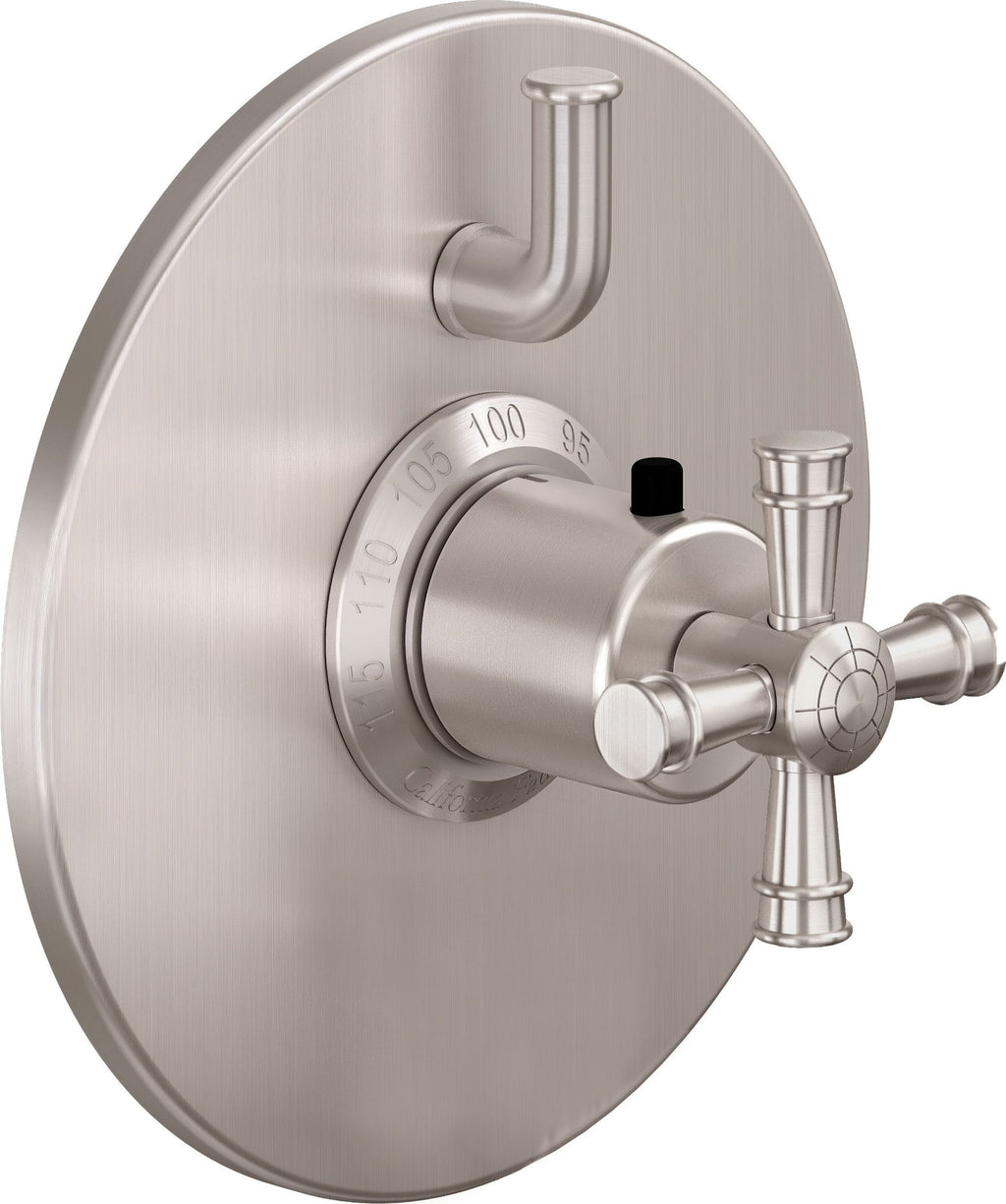 California Faucets Trousdale StyleTherm con Control de Volumen Individual - Placa Redonda - Níquel Satinado