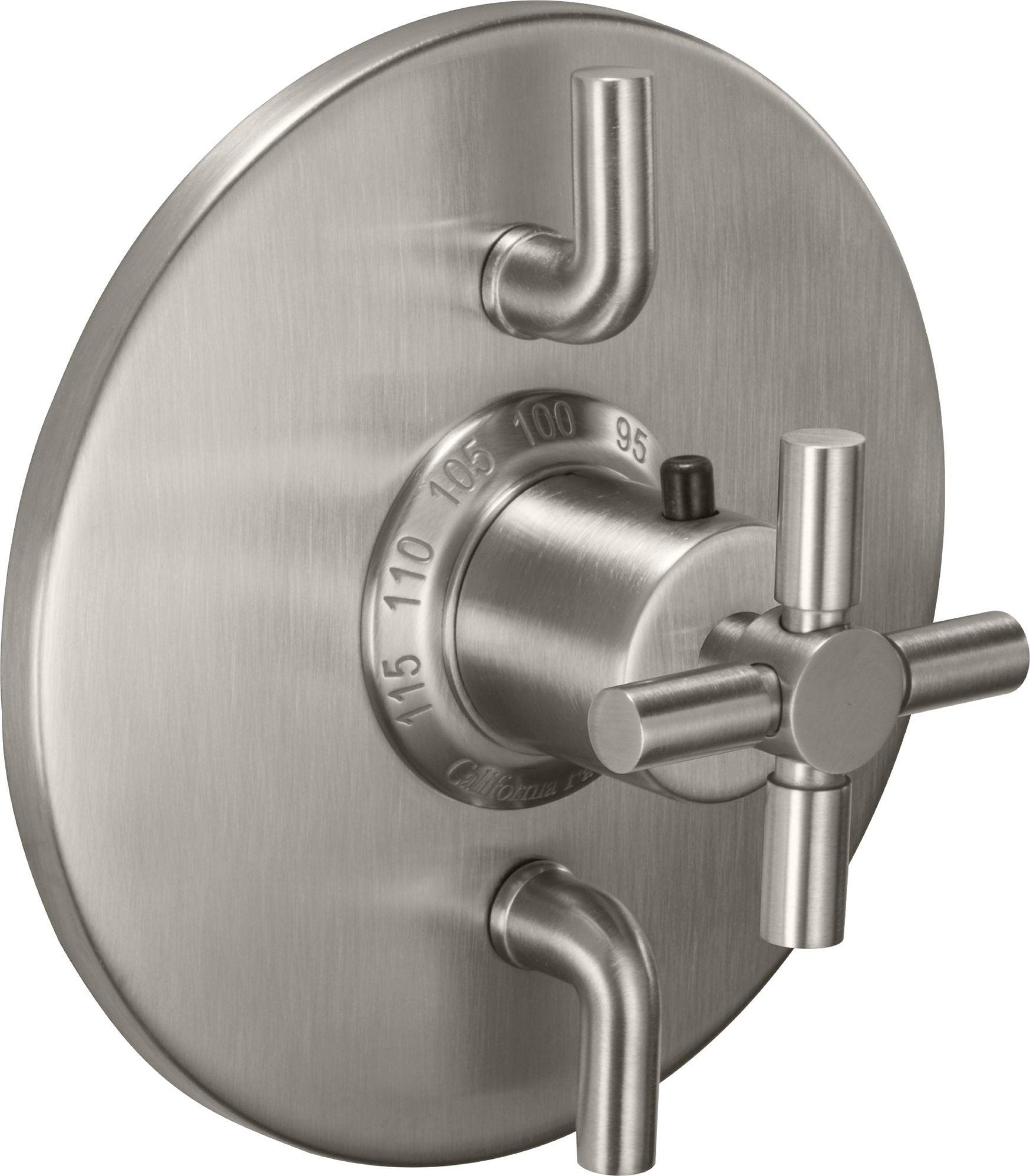California Faucets Descanso StyleTherm con Control de Volumen Doble - Manija de Cruz Lisa
