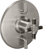 California Faucets Descanso StyleTherm con Control de Volumen Doble - Manija de Cruz de Fibra de Carbono