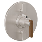 California Faucets San Elijo StyleTherm con Control de Volumen Doble - Placa Redonda - Base Cuadrada - Níquel Satinado
