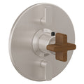 California Faucets San Elijo StyleTherm con Control de Volumen Doble - Placa Redonda - Base Cuadrada - Níquel Satinado