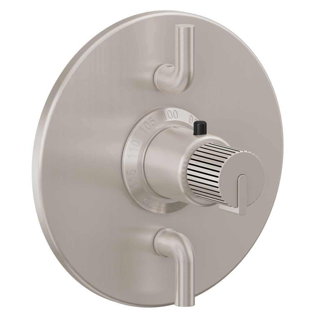 California Faucets Jalama StyleTherm con Control de Volumen Doble - Placa Redonda - Níquel Satinado