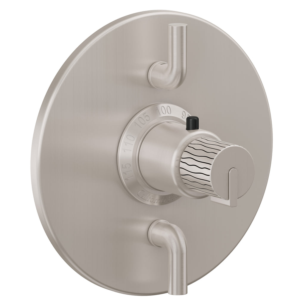 California Faucets Jalama StyleTherm con Control de Volumen Doble - Placa Redonda - Níquel Satinado