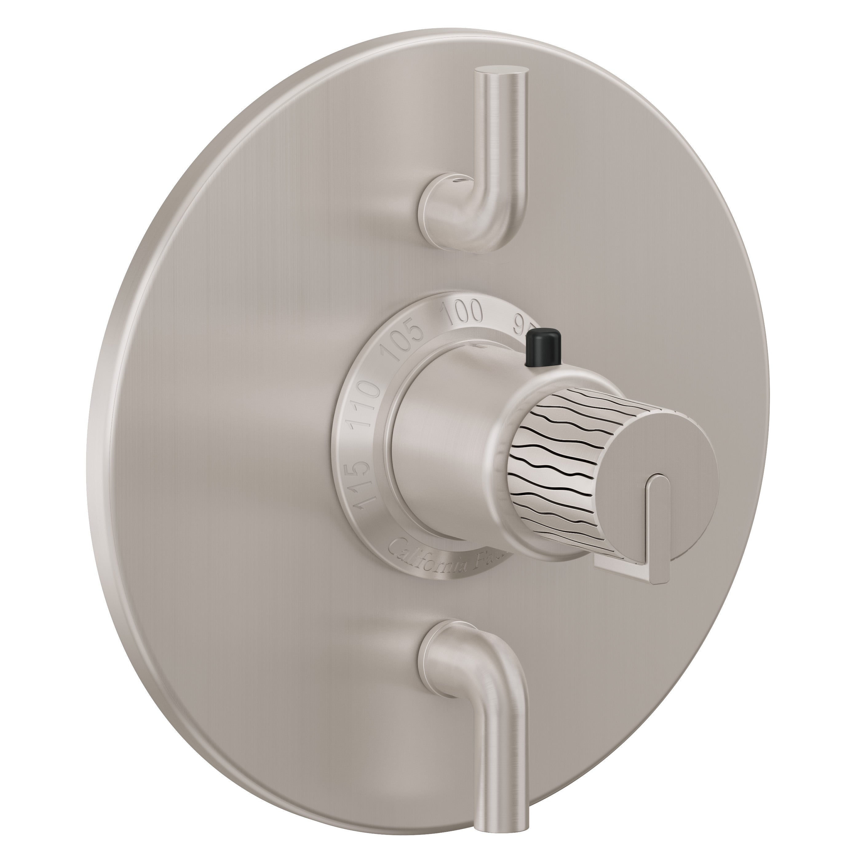 California Faucets Jalama StyleTherm con Control de Volumen Doble - Placa Redonda - Níquel Satinado