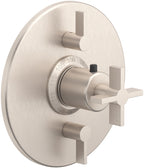 California Faucets Cayucos StyleTherm con Control de Volumen Doble - Manija de Cruz - Níquel Satinado