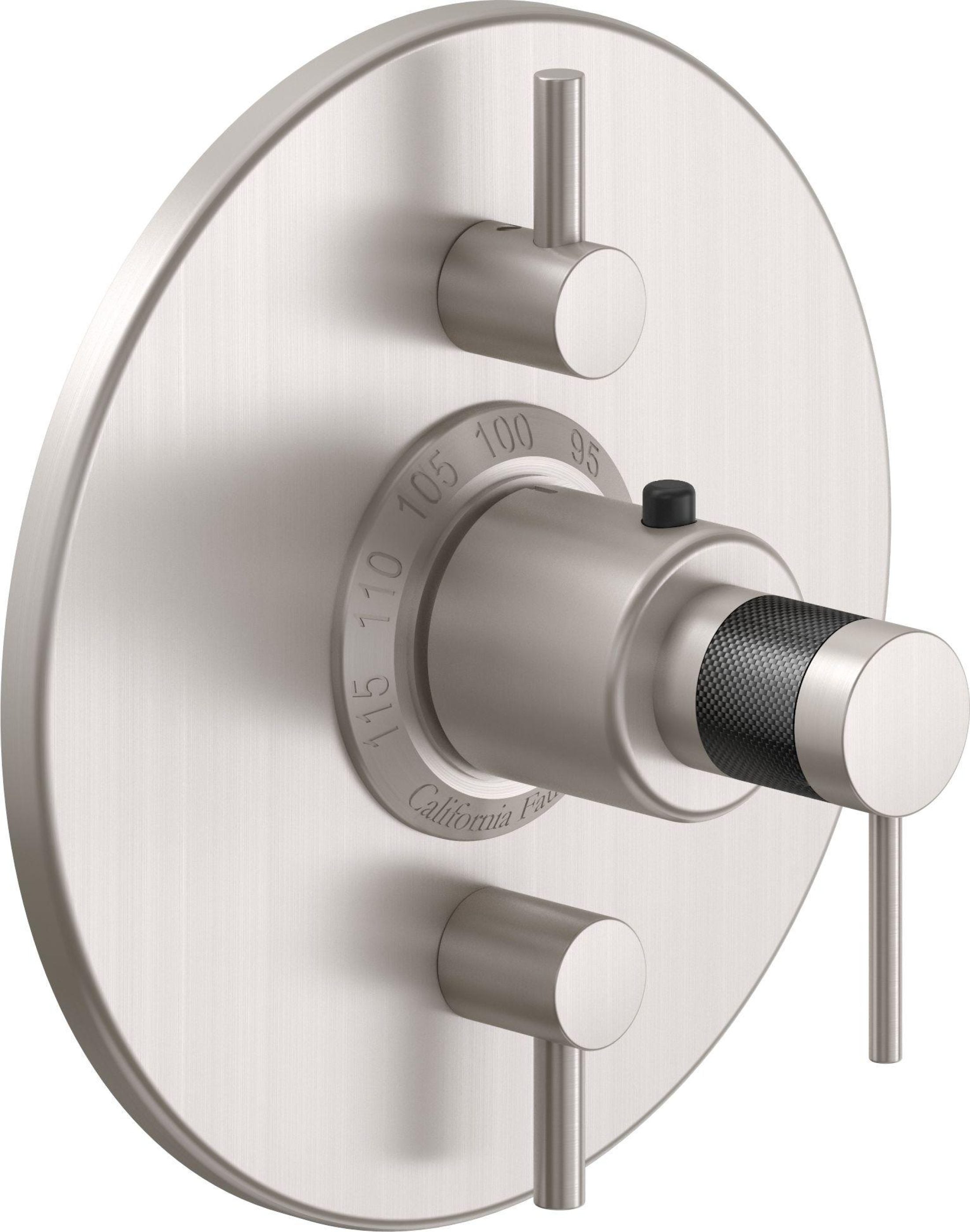 California Faucets D Street StyleTherm con Control de Volumen Doble - Placa Redonda - Palanca Redonda