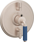 California Faucets Del Mar StyleTherm con Control de Volumen Doble - Palanca de Porcelana Azul - Níquel Satinado