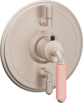 California Faucets Del Mar StyleTherm con Control de Volumen Doble - Palanca de Porcelana Rosa - Níquel Satinado