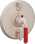 California Faucets Del Mar StyleTherm con Control de Volumen Doble - Palanca Roja - Níquel Satinado