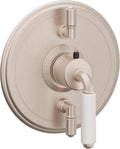 California Faucets Del Mar StyleTherm con Control de Volumen Doble - Palanca de Porcelana Blanca - Níquel Satinado