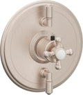 California Faucets Del Mar StyleTherm con Control de Volumen Doble - Manija de Cruz - Níquel Satinado