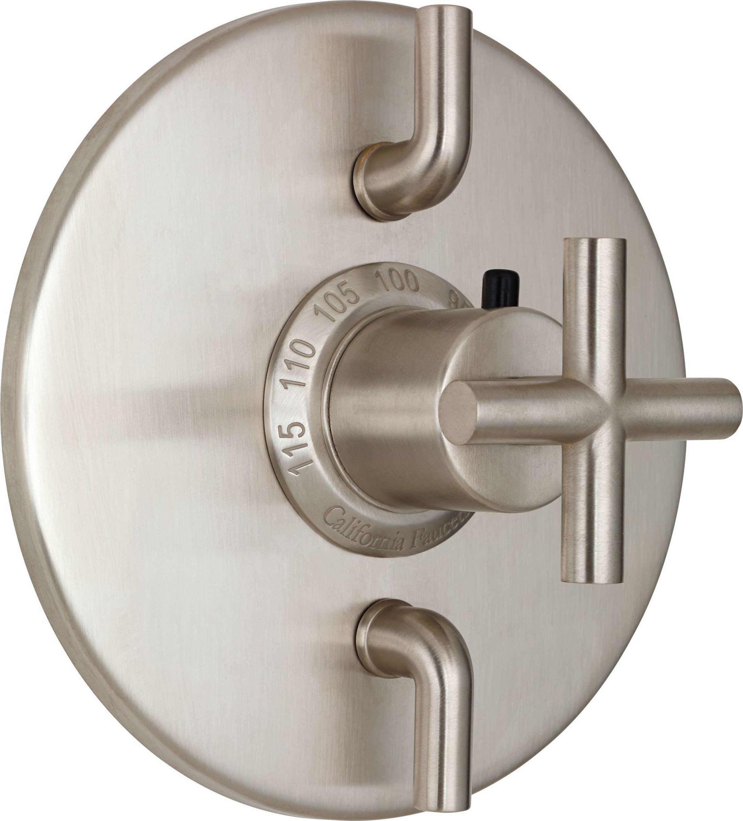 California Faucets Tiburon StyleTherm con Control de Doble Volumen - Manija de Cruz