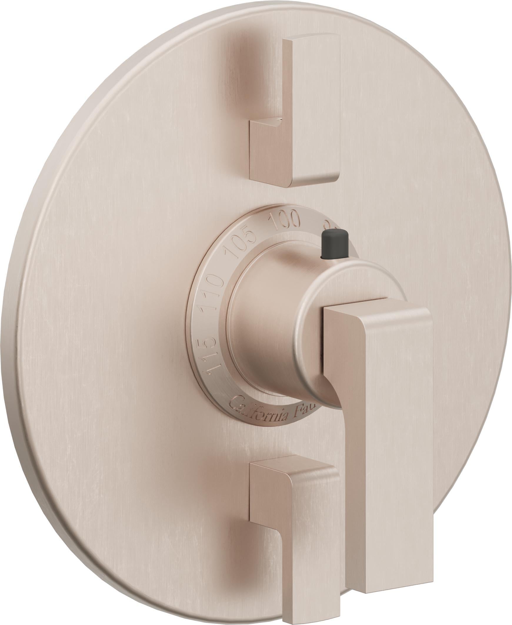 California Faucets Solimar StyleTherm con Control de Volumen Doble - Placa Redonda - Níquel Satinado