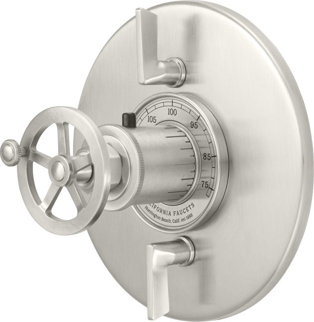California Faucets Steampunk Bay StyleTherm con Control de Volumen Doble - Placa Redonda