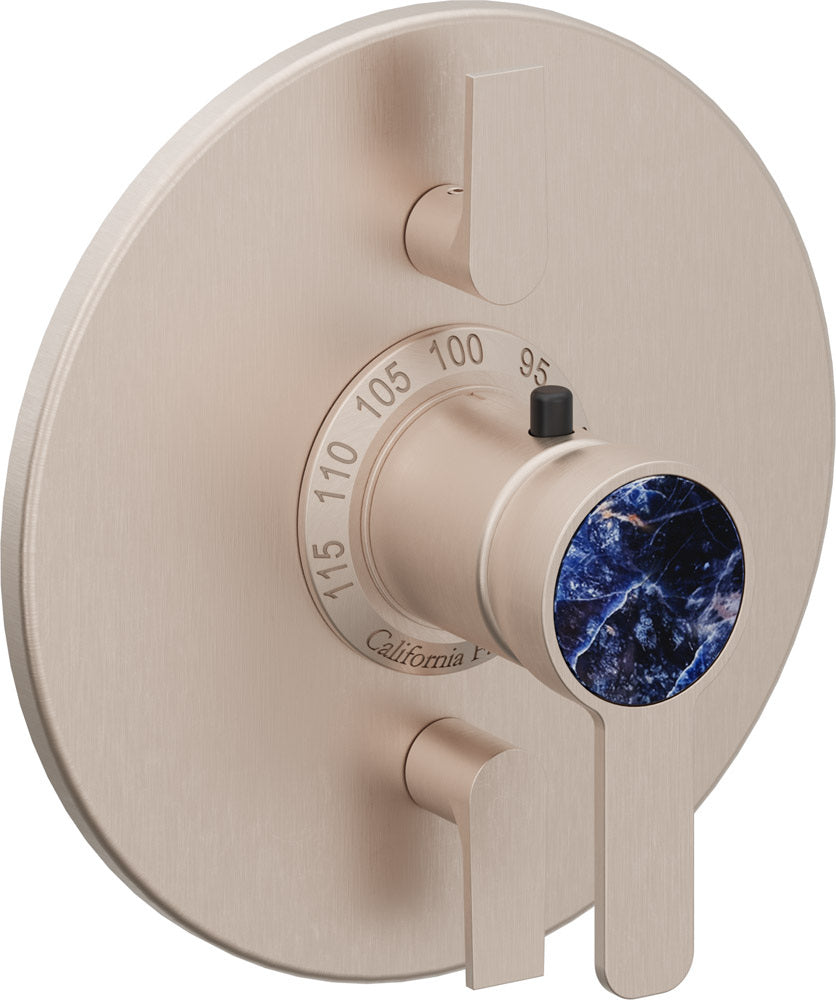 California Faucets Capitola StyleTherm con Control de Volumen Doble - Placa Redonda - Níquel Satinado