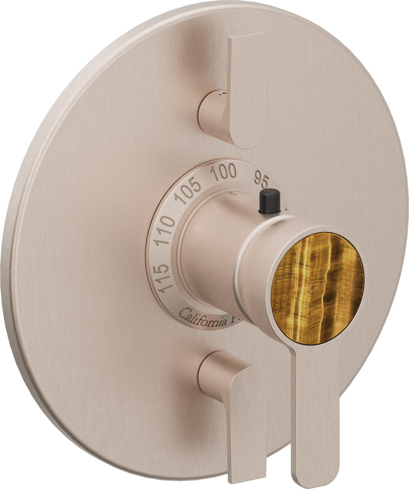 California Faucets Capitola StyleTherm con Control de Volumen Doble - Placa Redonda - Níquel Satinado
